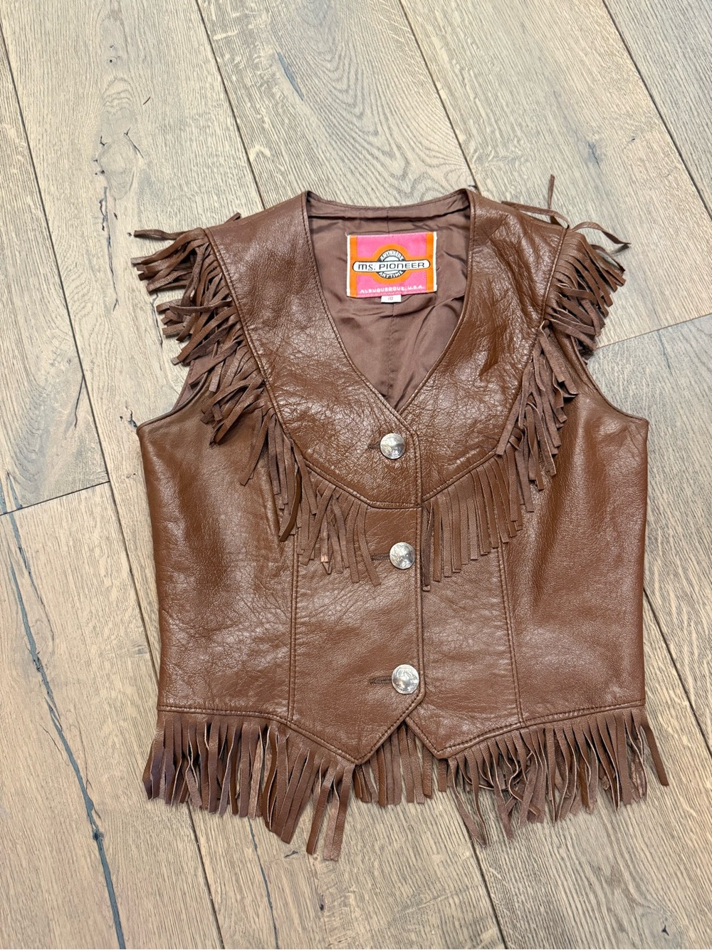 Ms. Pioneer Vintage Brown Fringe Leather Vest